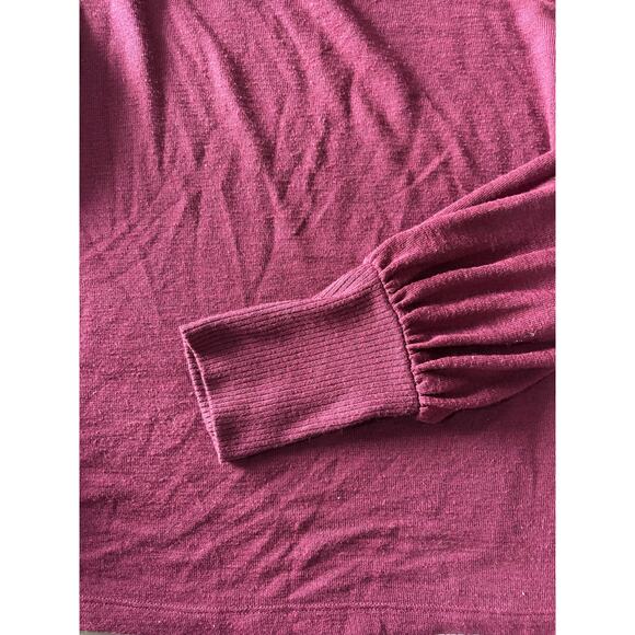Gap maroon red wine puffed sleeves pullover long sleeve sweater women's size Med - Picture 8 of 10